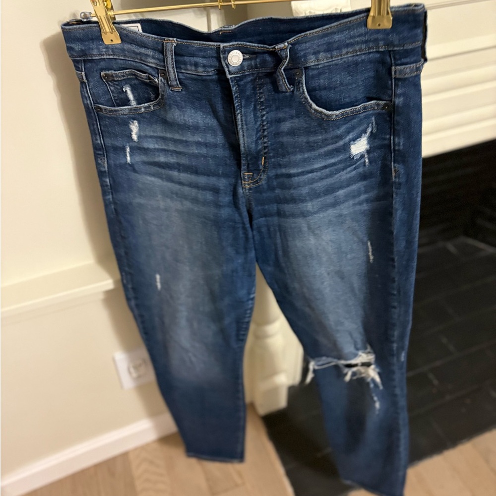GAP Women's Distressed Dark Blue Skinny Ankle Jeans